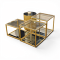 Modular Glass & Brass Coffee Table Set