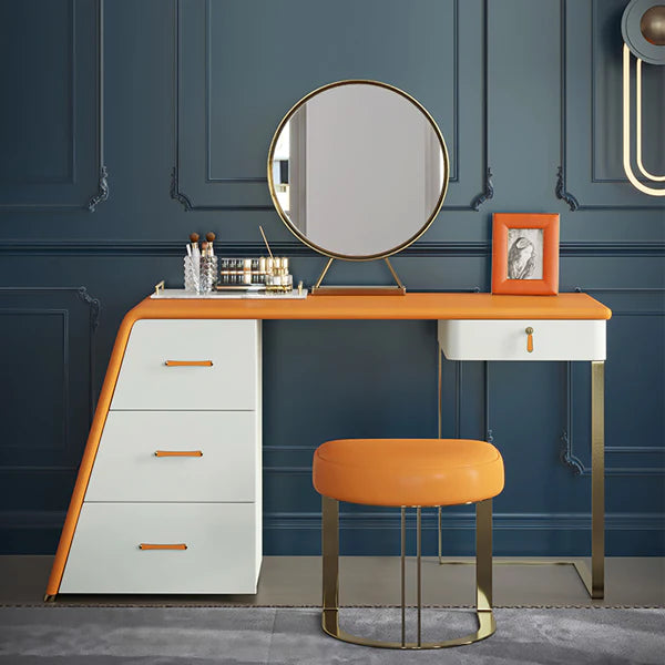 Orange Vanity Sideboard with Mirror and Storage