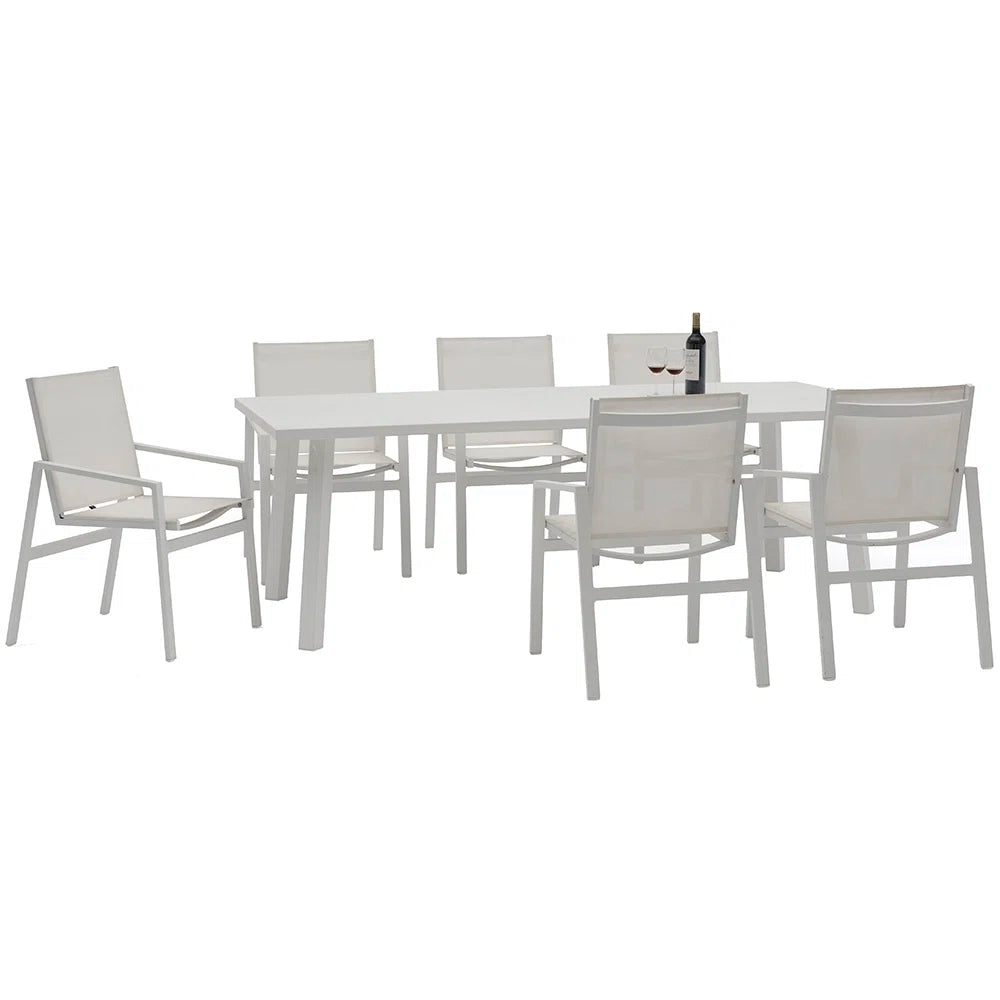 White Pearl Aluminum Outdoor Dining Table