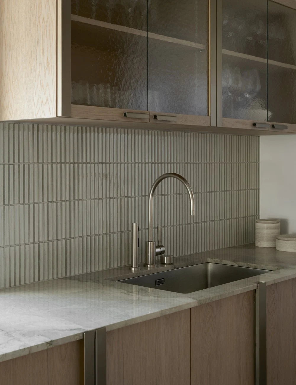 Light Oak & Brushed Steel  Scandinavian Kitchen with Soft Tones & Marble