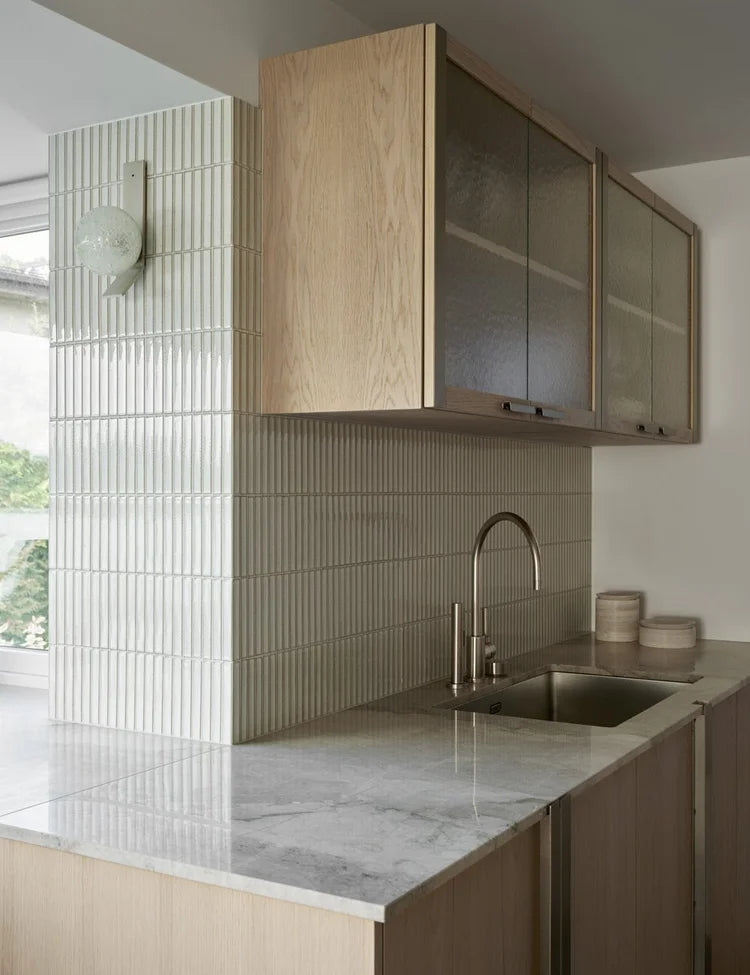 Light Oak & Brushed Steel  Scandinavian Kitchen with Soft Tones & Marble