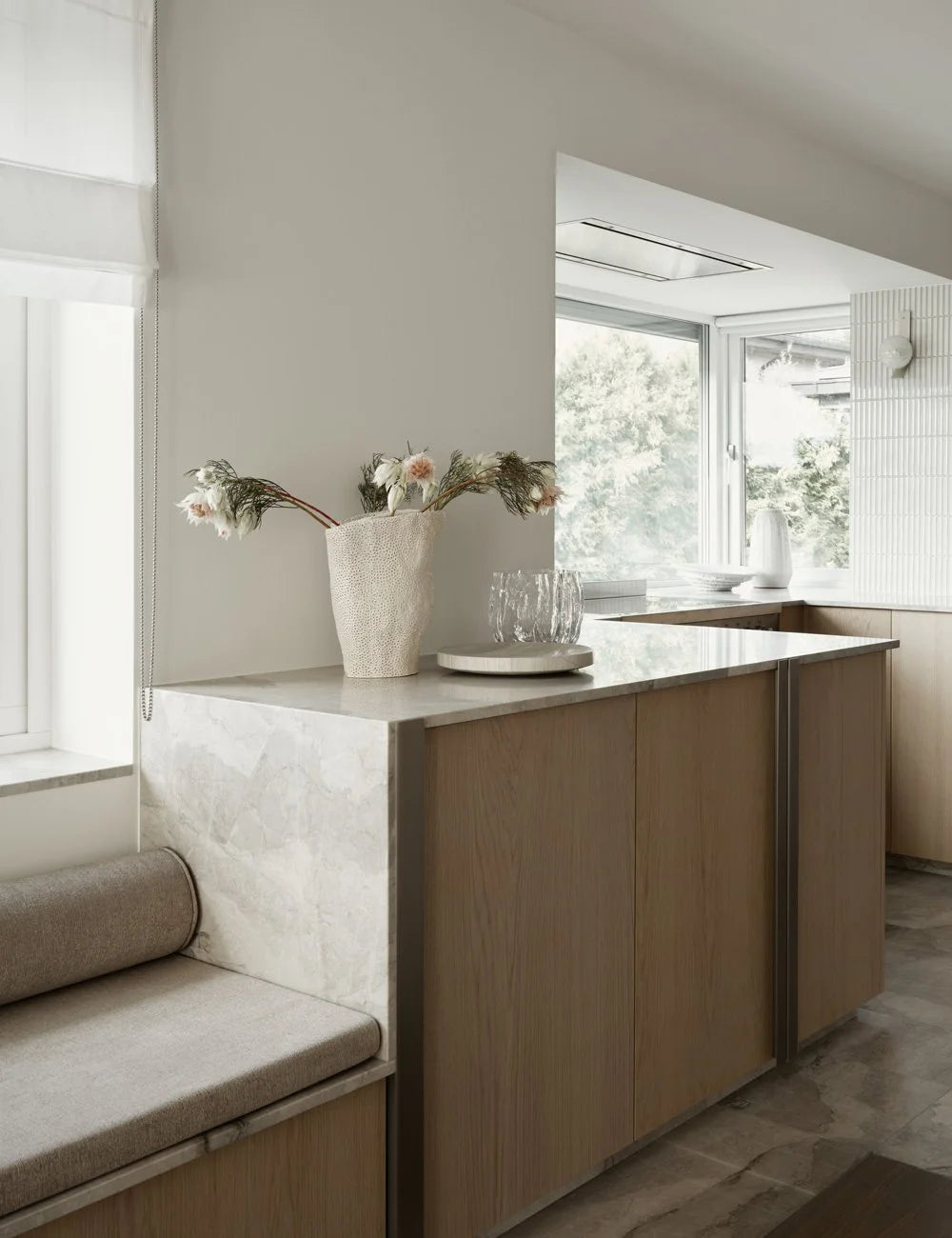 Light Oak & Brushed Steel  Scandinavian Kitchen with Soft Tones & Marble