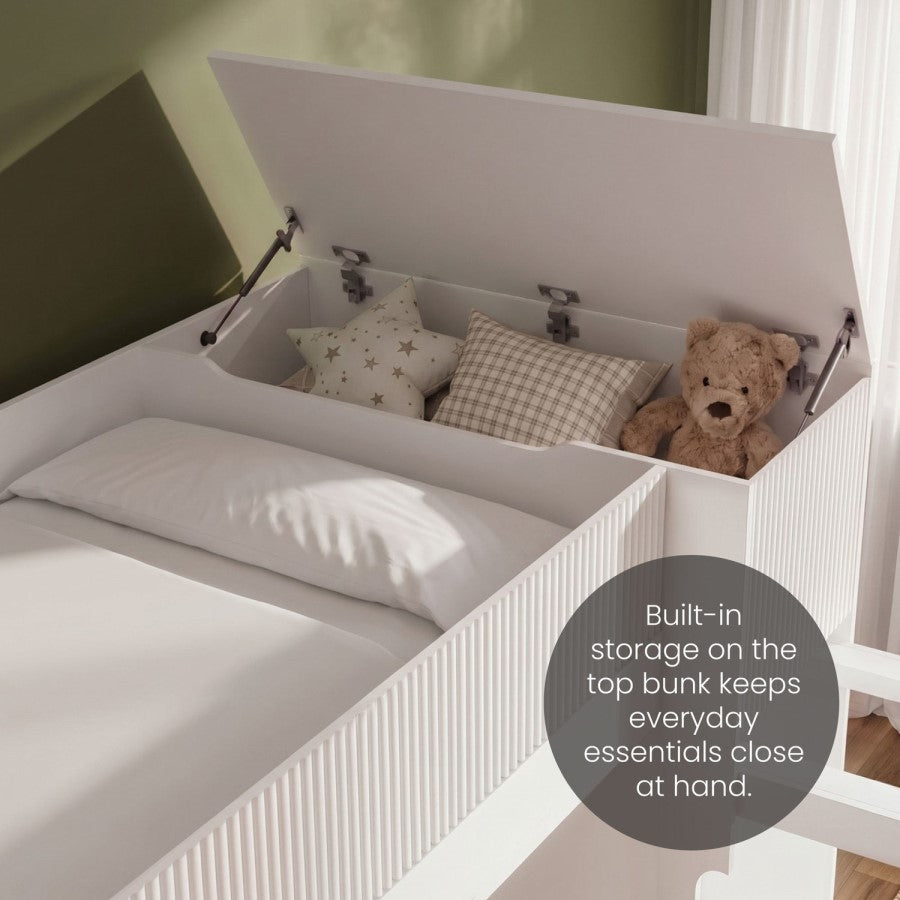 Liora White Ribbed Bunk Bed