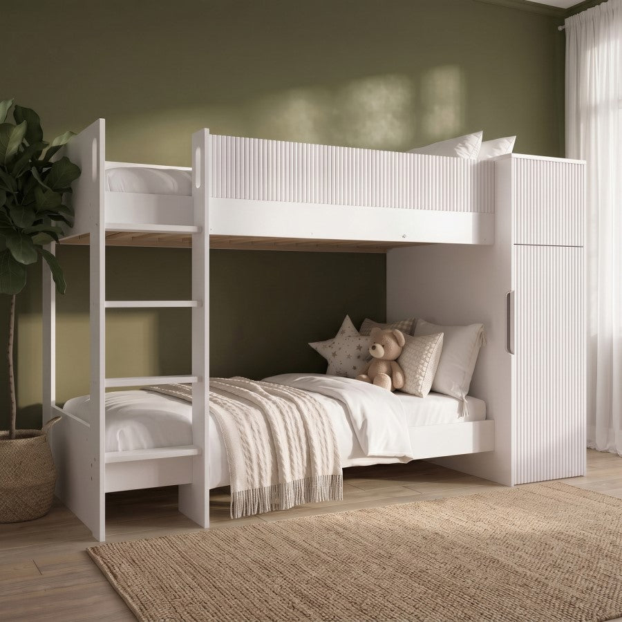 Liora White Ribbed Bunk Bed