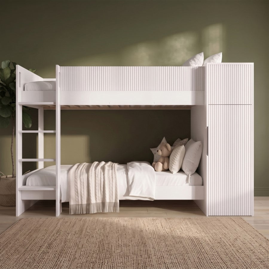 Liora White Ribbed Bunk Bed