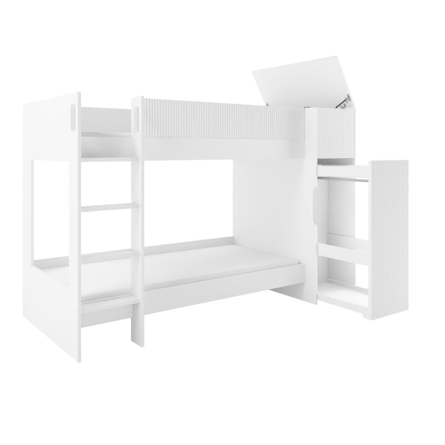 Liora White Ribbed Bunk Bed