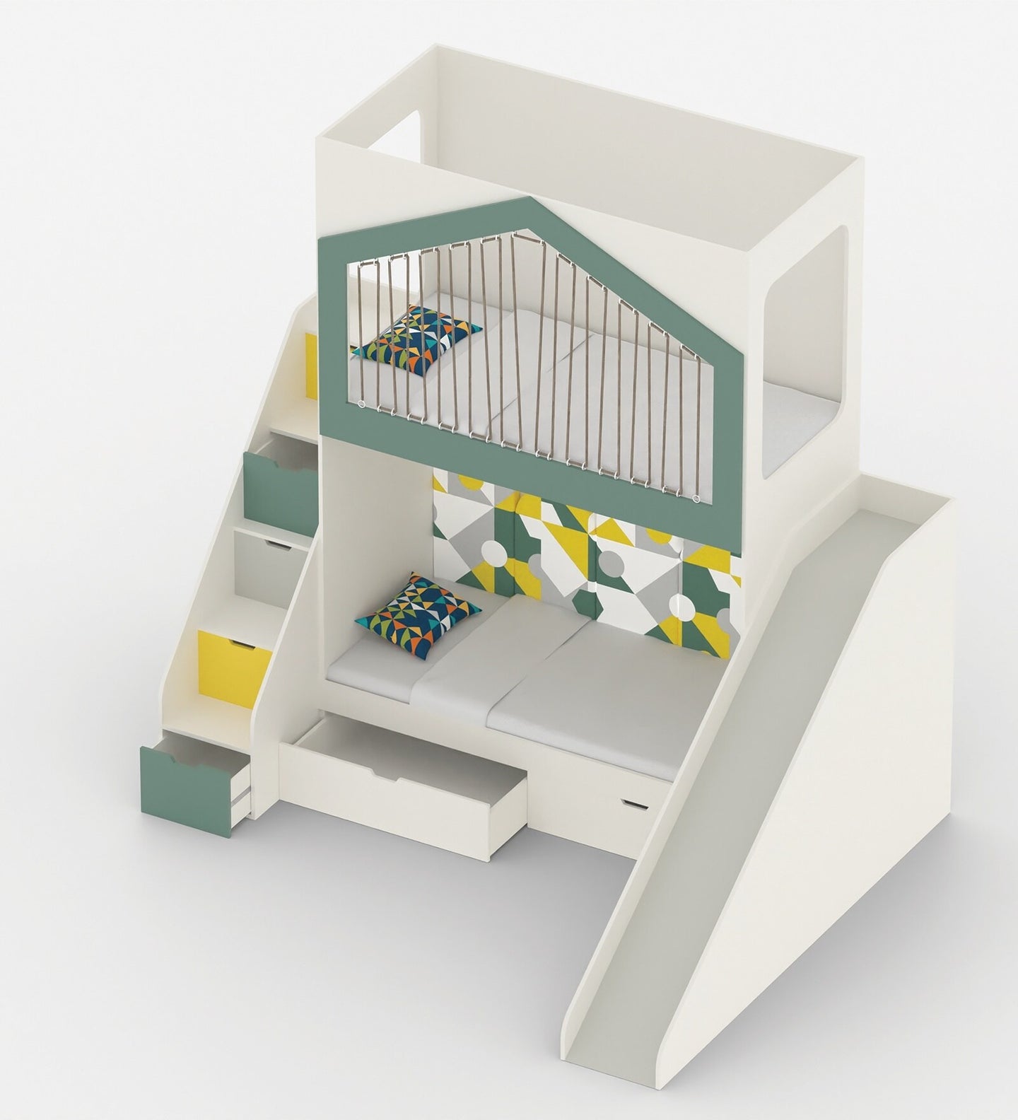 LumiNest Bunk Bed with Slide & Storage