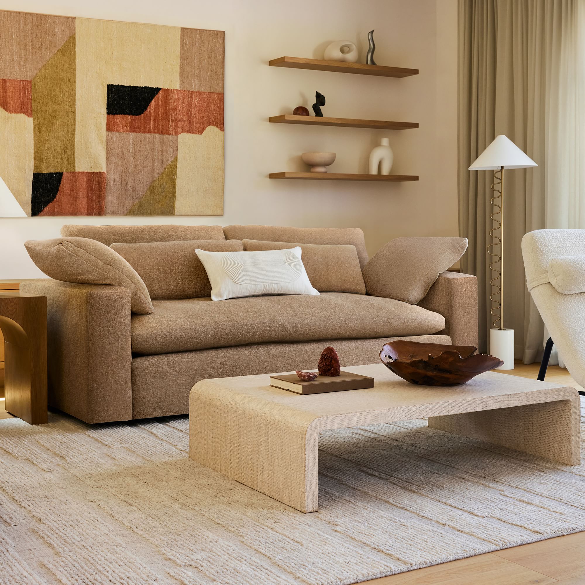 Lunara Whitewash Raffia Coffee Table