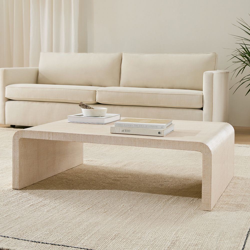 Lunara Whitewash Raffia Coffee Table