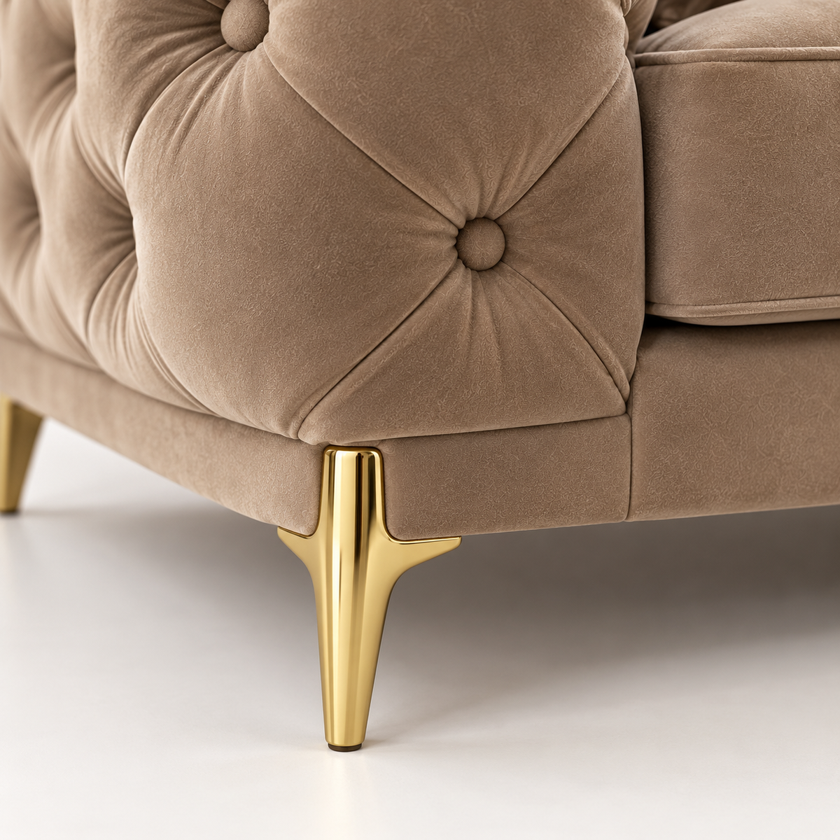 Classic Chesterfield-Style 6-Seater Sofa Set (3+2+1) with Gold Accent Legs | Customizable Size & Color