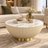 Fluted Bowl Coffee Table with White Marble Top & Brass Base