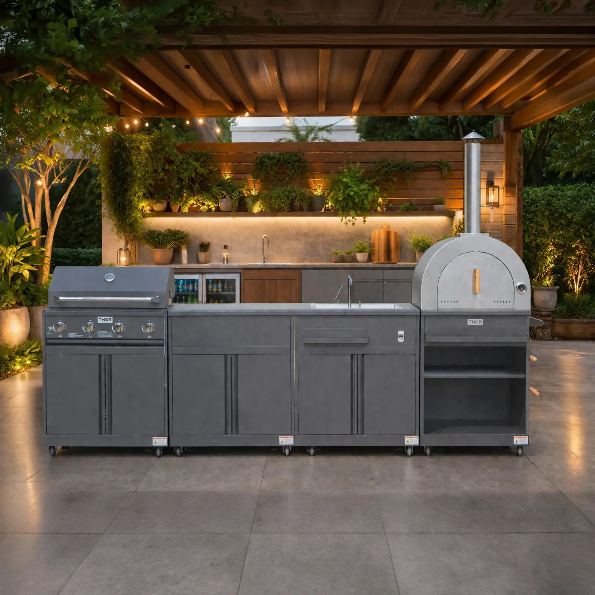 Thor Kitchen 4-Piece Modular Outdoor Kitchen Island - Grey