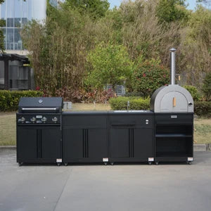 Thor Kitchen 4-Piece Modular Outdoor Kitchen Island - Black