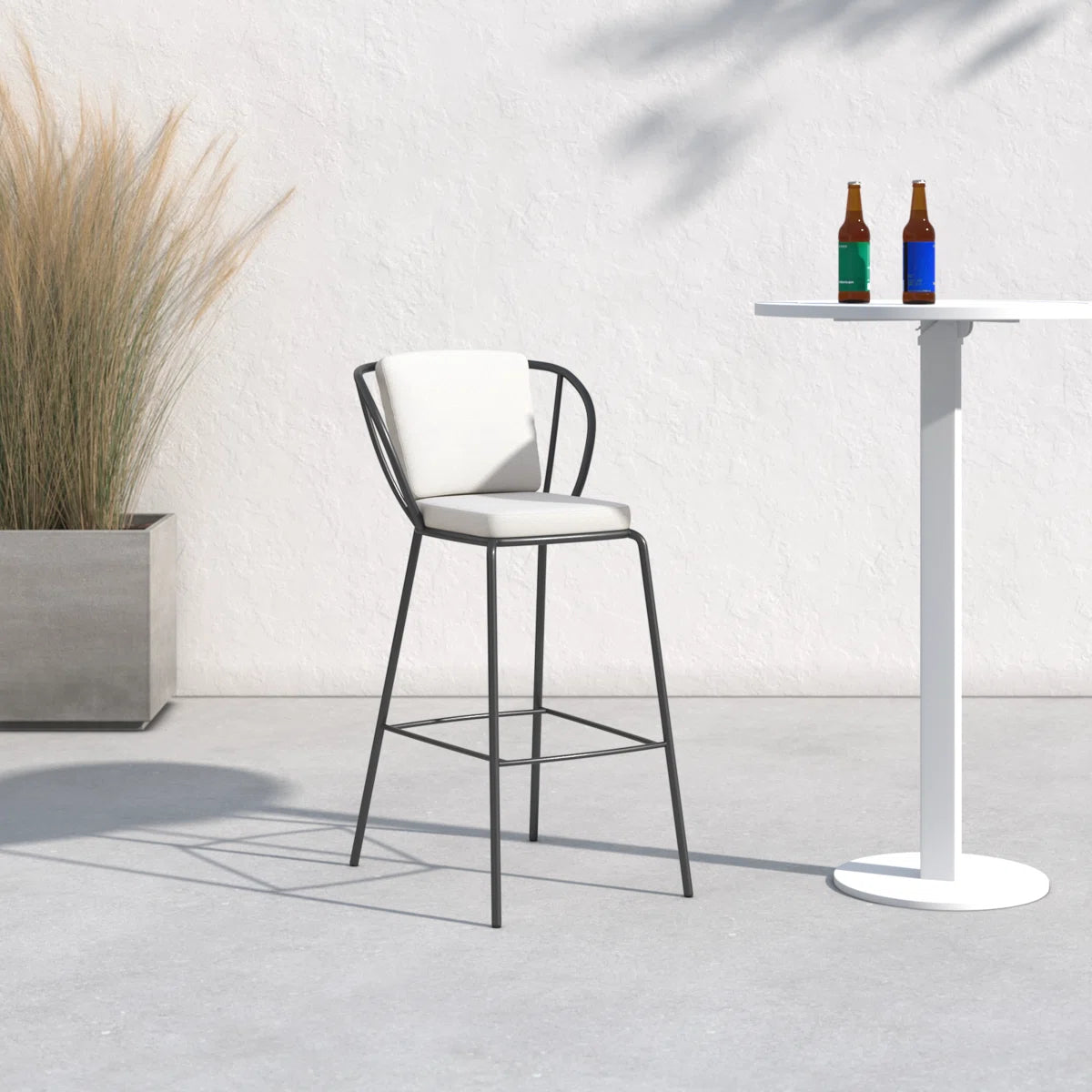 Monk Outdoor Bar Stool with Sunbrella® Cushion