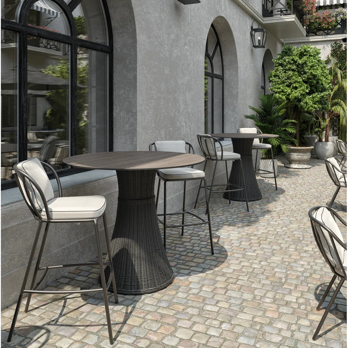 Monk Outdoor Bar Stool with Sunbrella® Cushion