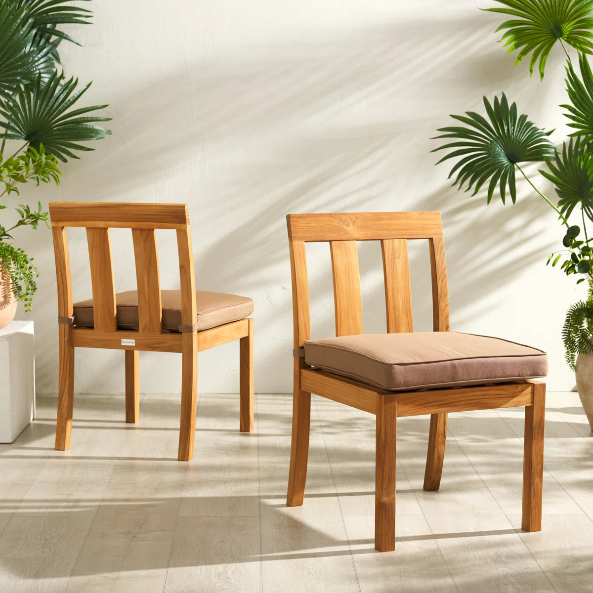 Urban Outdoor Dining Side Chair with Cushion (Set of 2)
