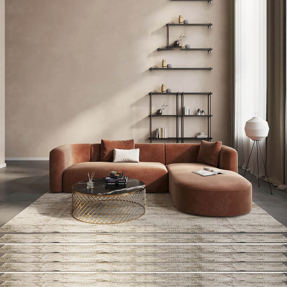 Milano Velvet Chaise Sectional Sofa