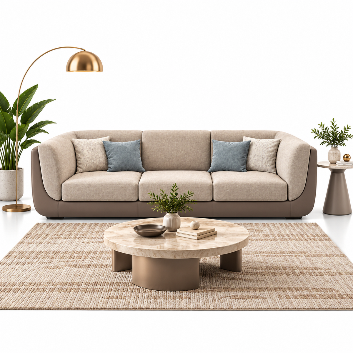 Dual-Tone Curved 3-Seater Sofa