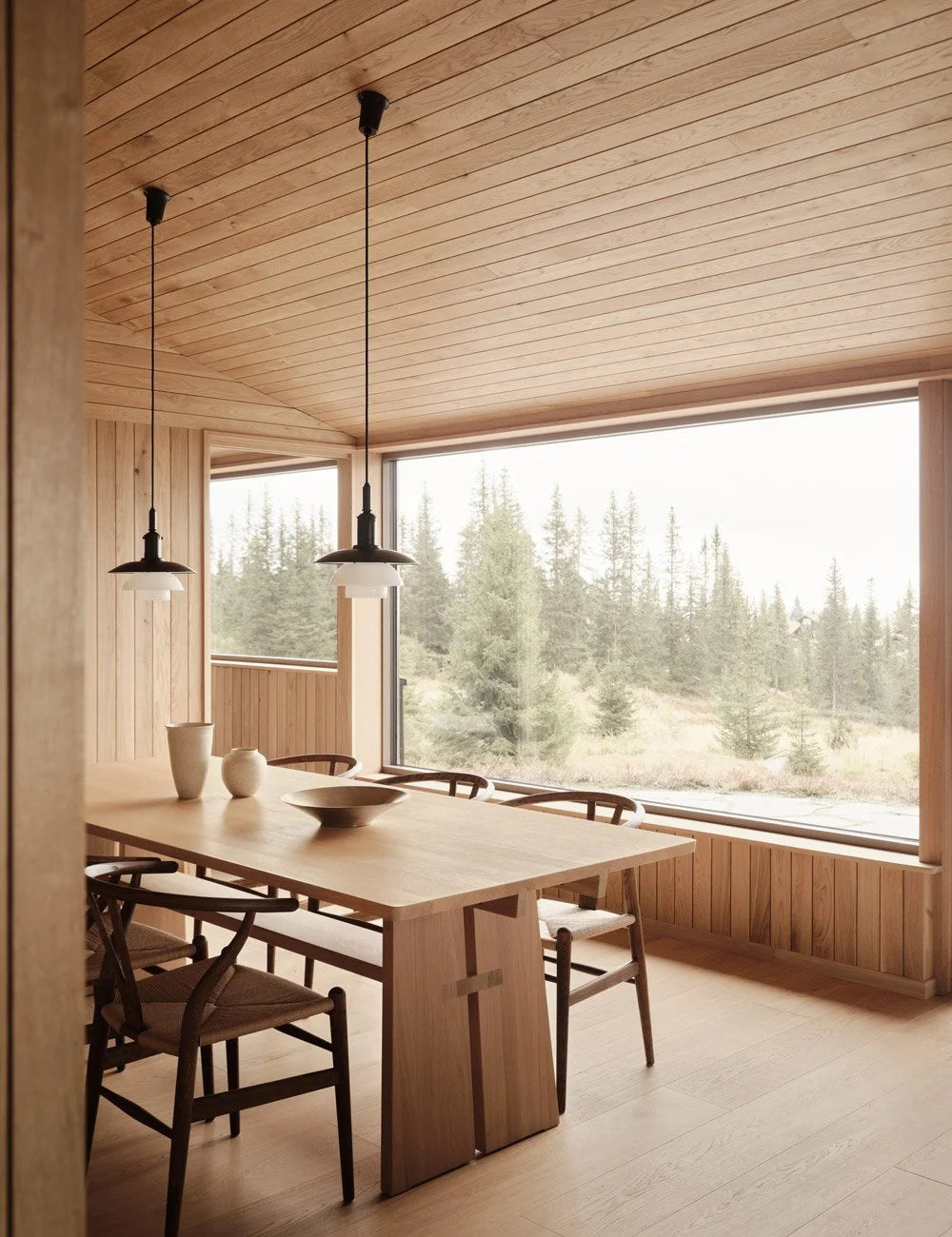 Modern Oak & Limestone  Minimalist Kitchen with Natural Materials