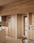 Modern Oak & Limestone  Minimalist Kitchen with Natural Materials
