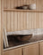 Modern Oak & Limestone  Minimalist Kitchen with Natural Materials