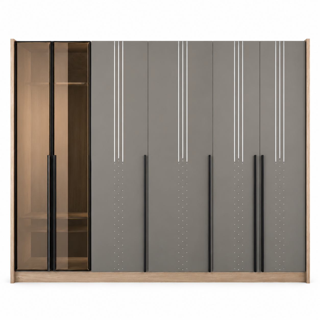 Engineered Wood Rack For File Modern Luxury 5-Piece Bedroom Set with LED Glass Wardrobe & Shoe Rack ...