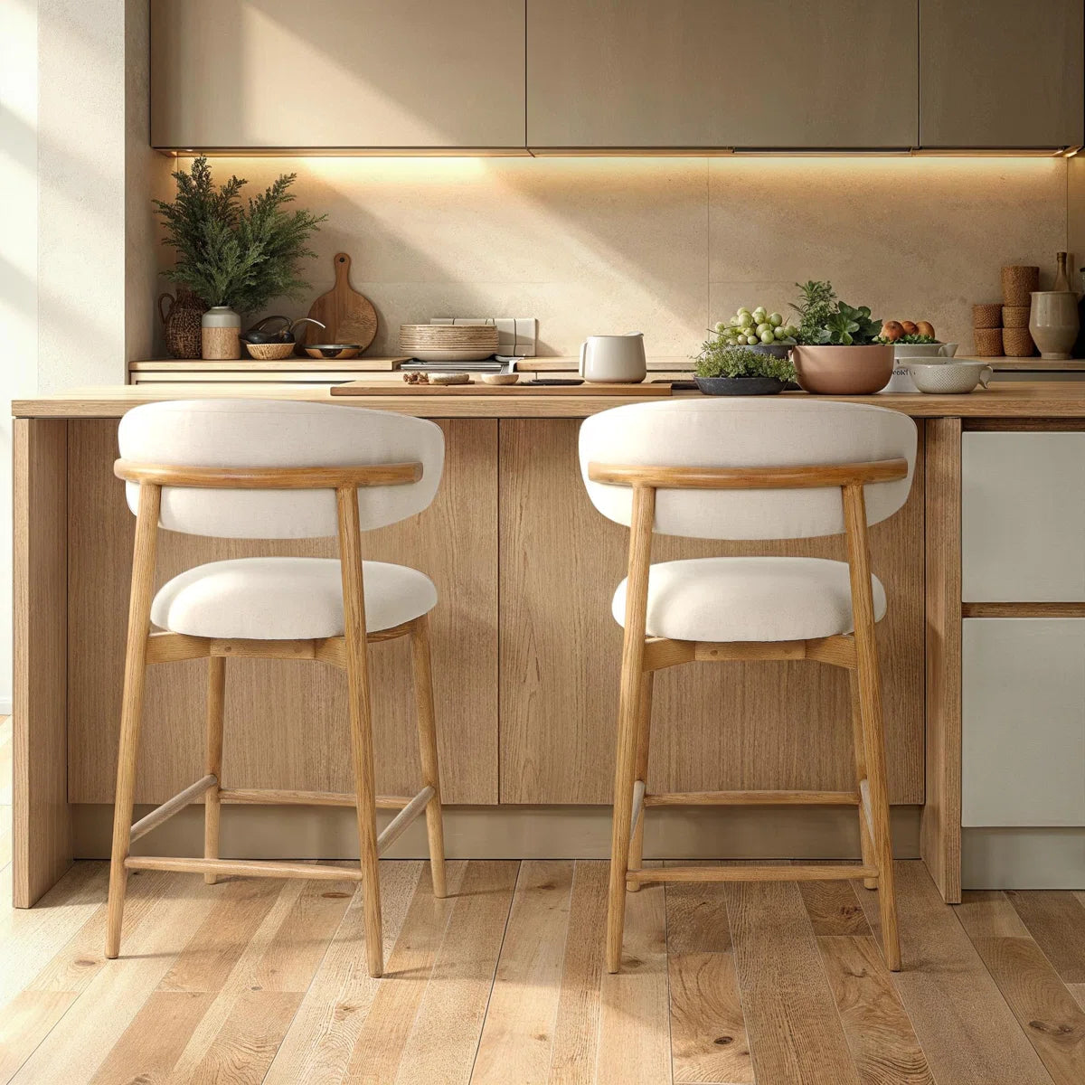Merlin Upholstered Counter Stool with Solid Wood Frame