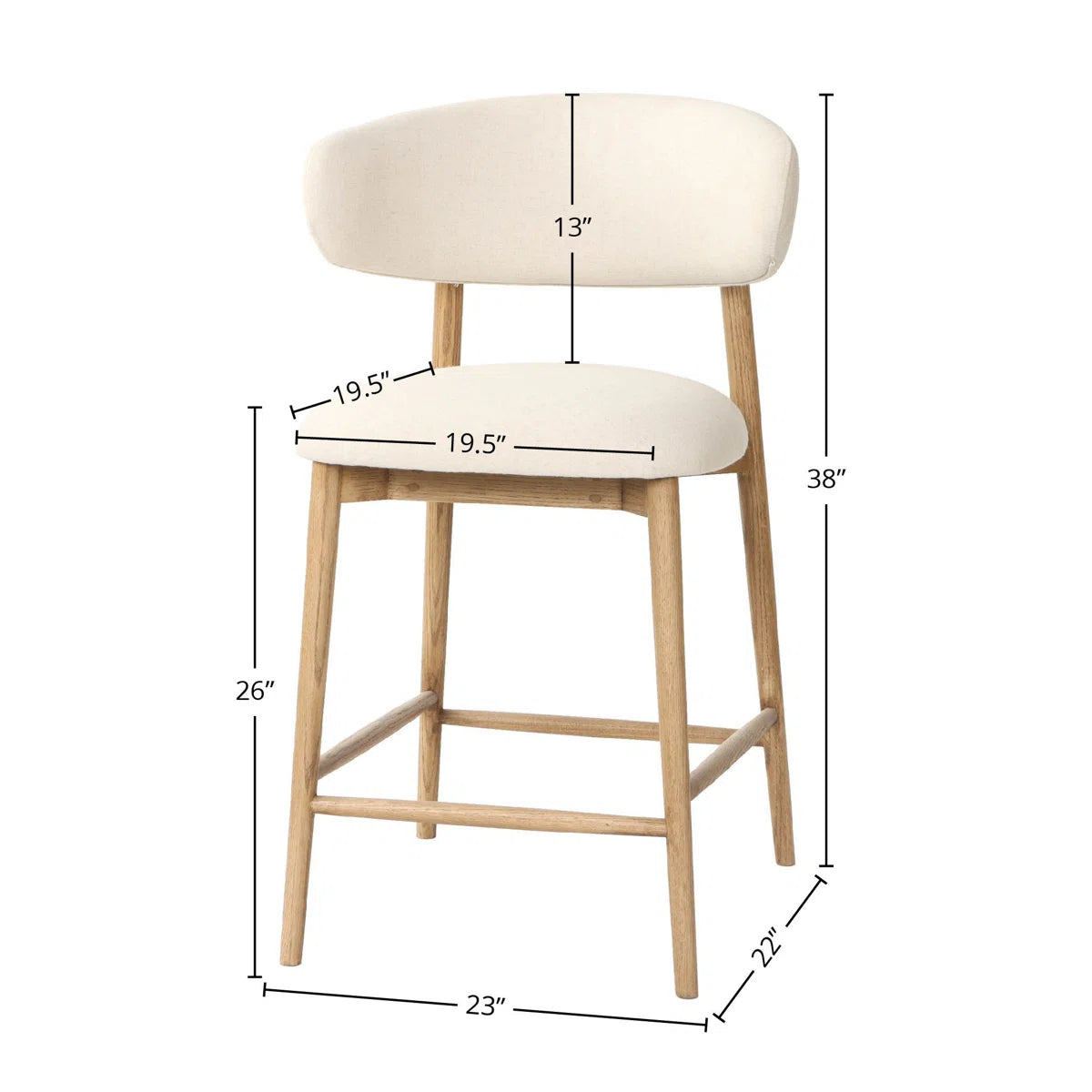 Merlin Upholstered Counter Stool with Solid Wood Frame