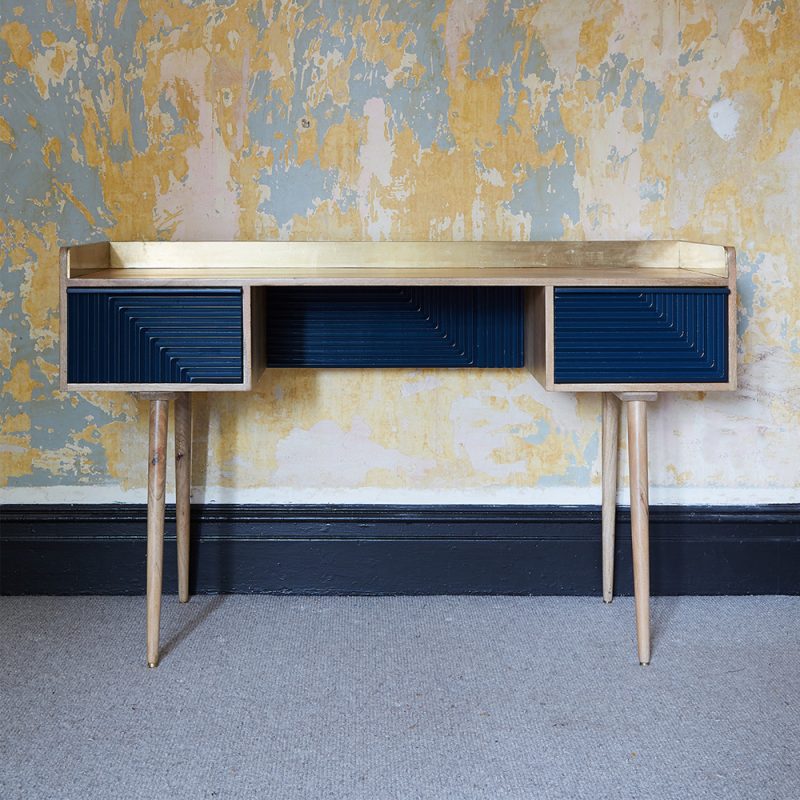 Navy & Brass Writing Desk