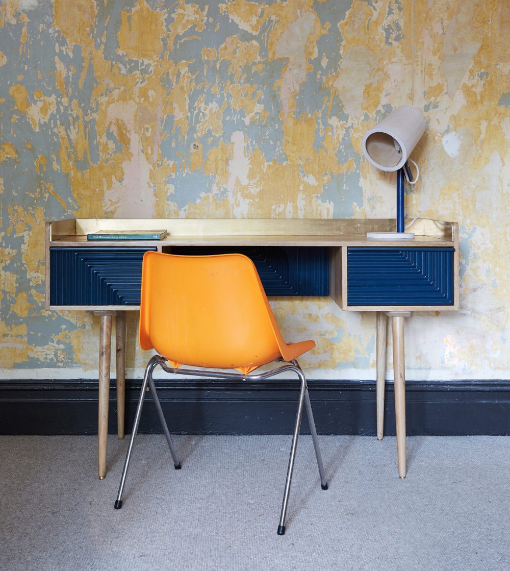Navy & Brass Writing Desk