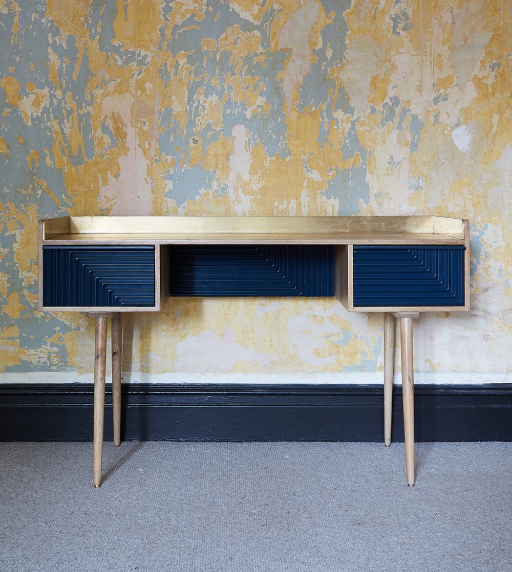 Navy & Brass Writing Desk