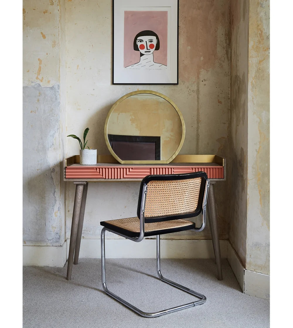 Vintage Recycled Grey & Earth Red Mirror Console