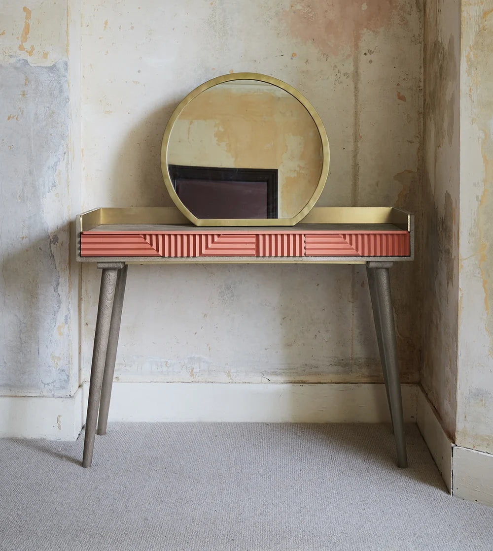 Vintage Recycled Grey & Earth Red Mirror Console