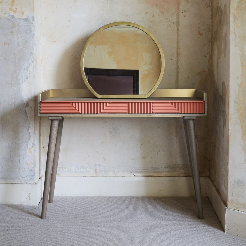 Vintage Recycled Grey & Earth Red Mirror Console