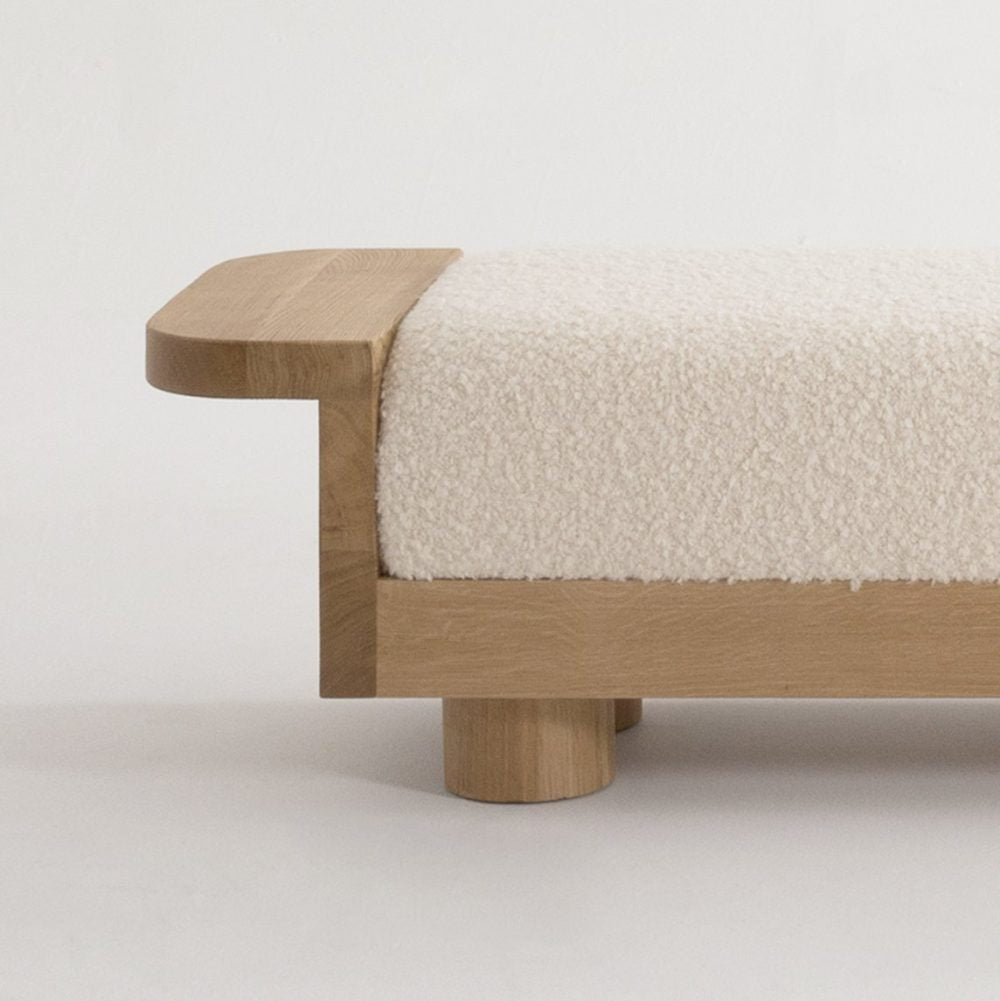 Oak & Fabric Bench