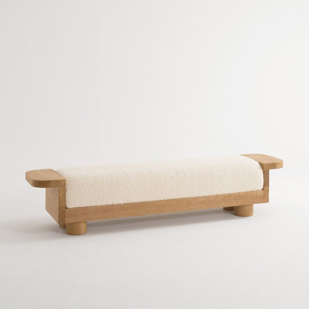 Oak & Fabric Bench