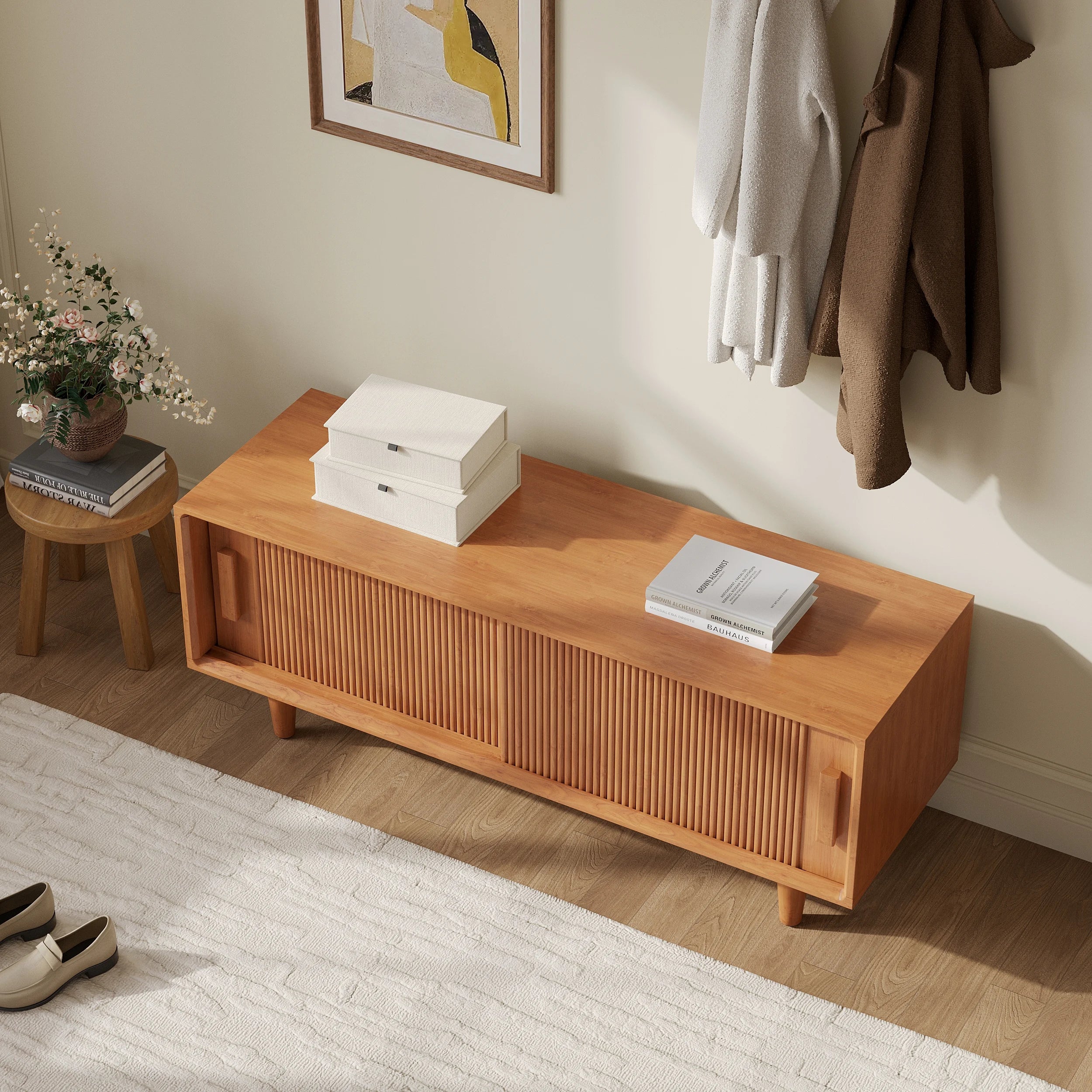 Oakley Solid Wood Shoe Rack Bench