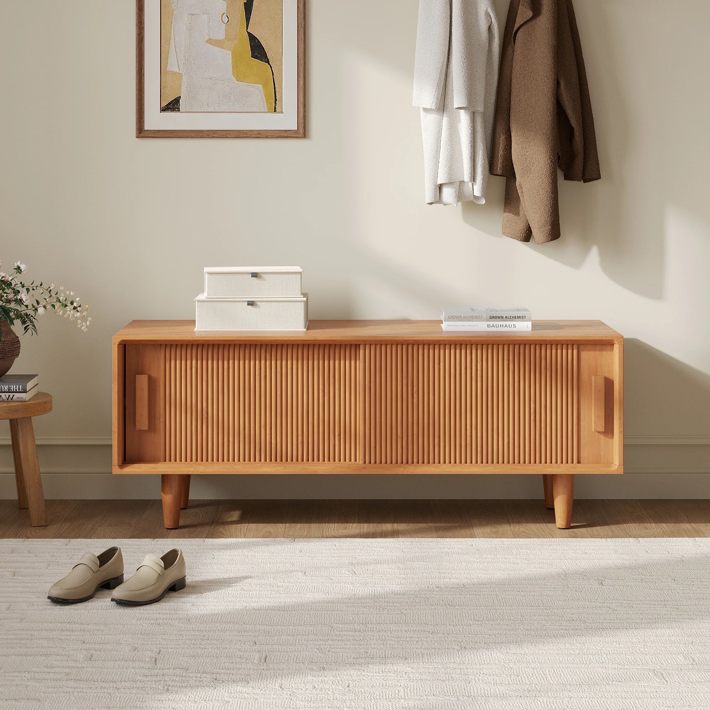 Oakley Solid Wood Shoe Rack Bench