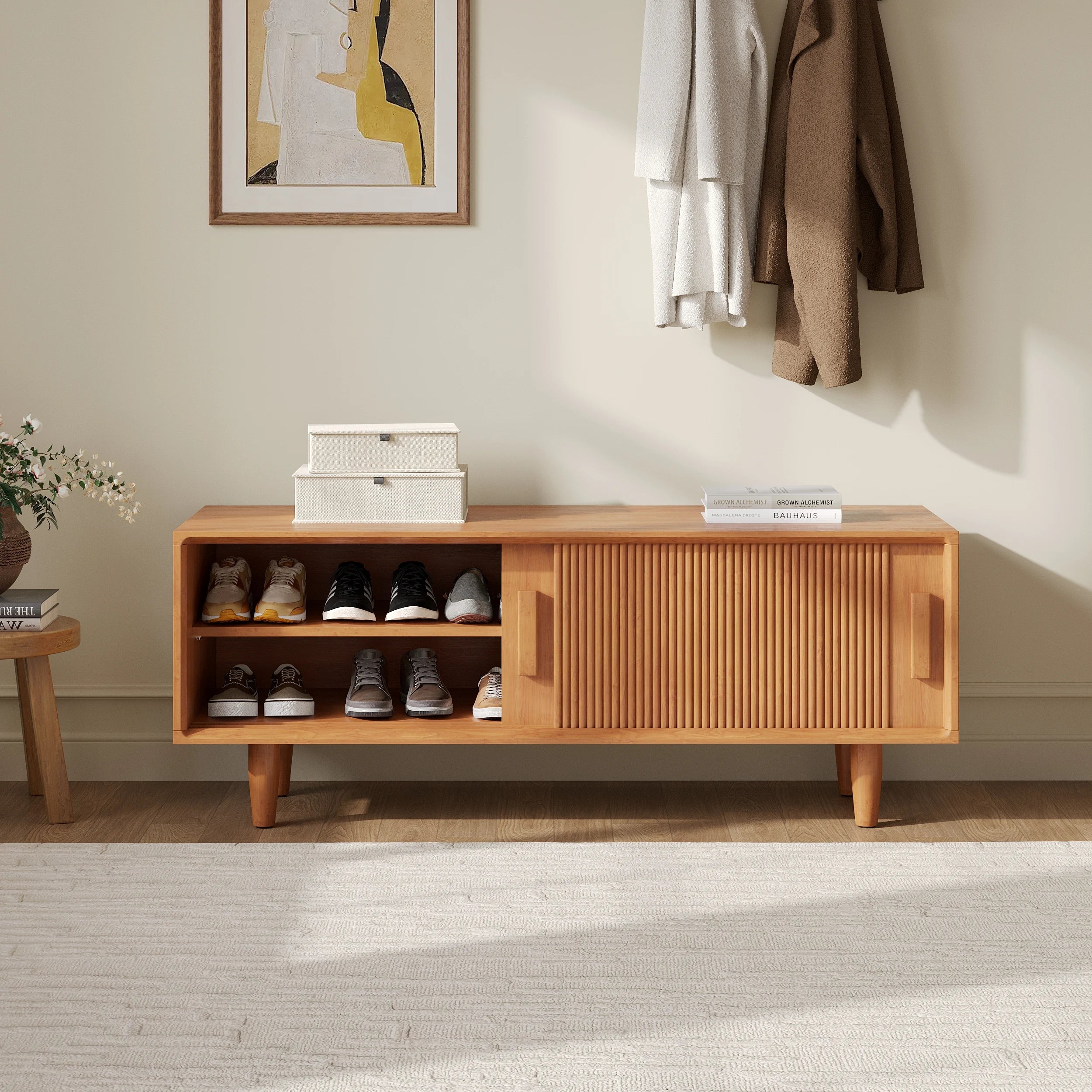 Oakley Solid Wood Shoe Rack Bench
