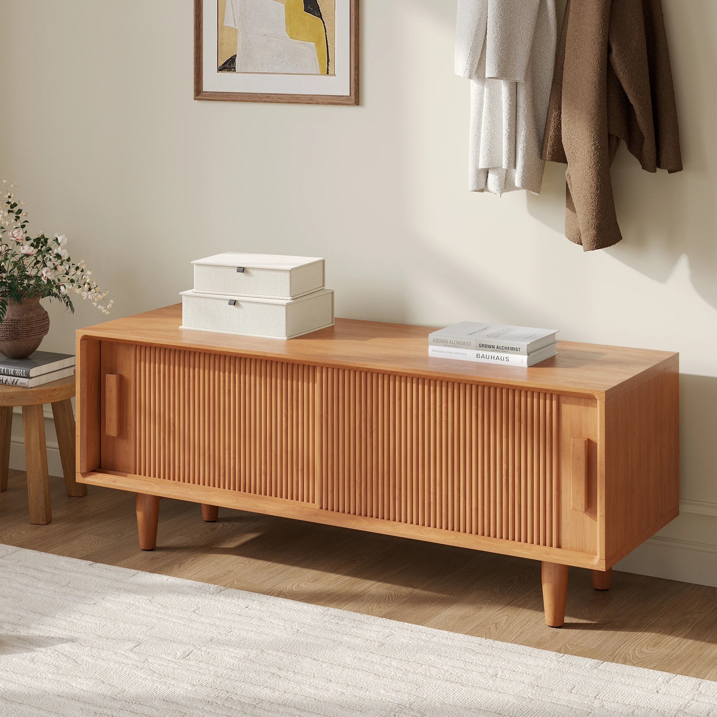 Oakley Solid Wood Shoe Rack Bench