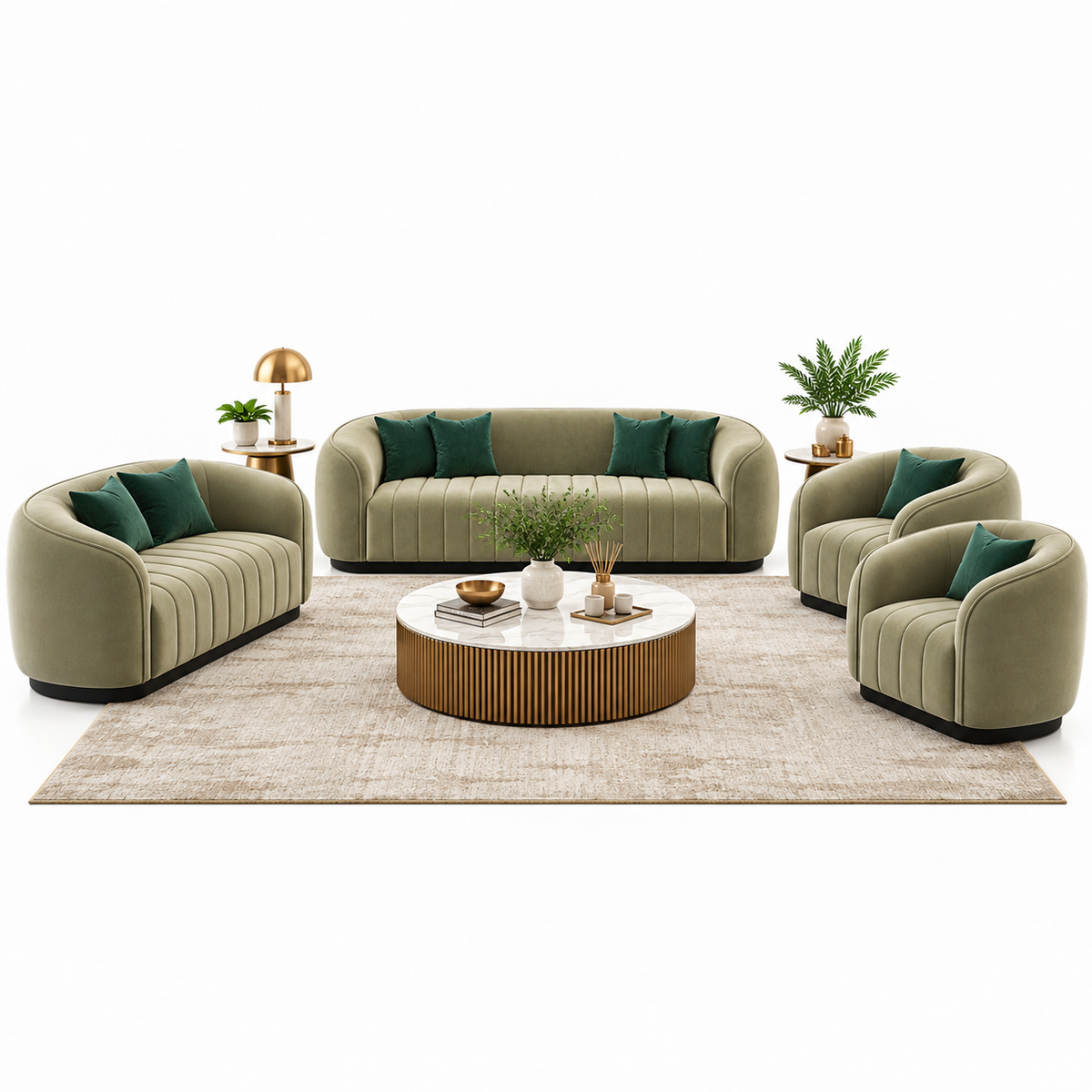 Luxurious 7-Seater Channel-Tufted Sofa Set (3+2+1+1) | Fully Customizable in Size & Color
