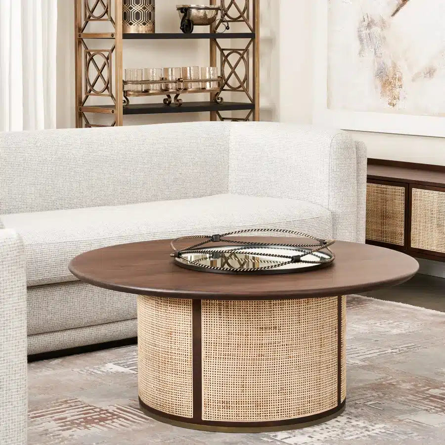 Saphire Brown Wood Round Coffee Table