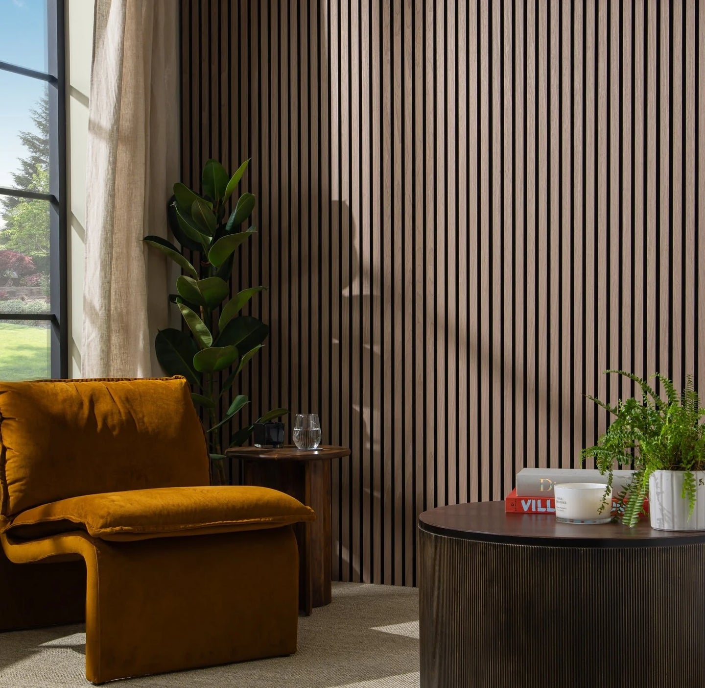 Walnut Slatted Wall Panel