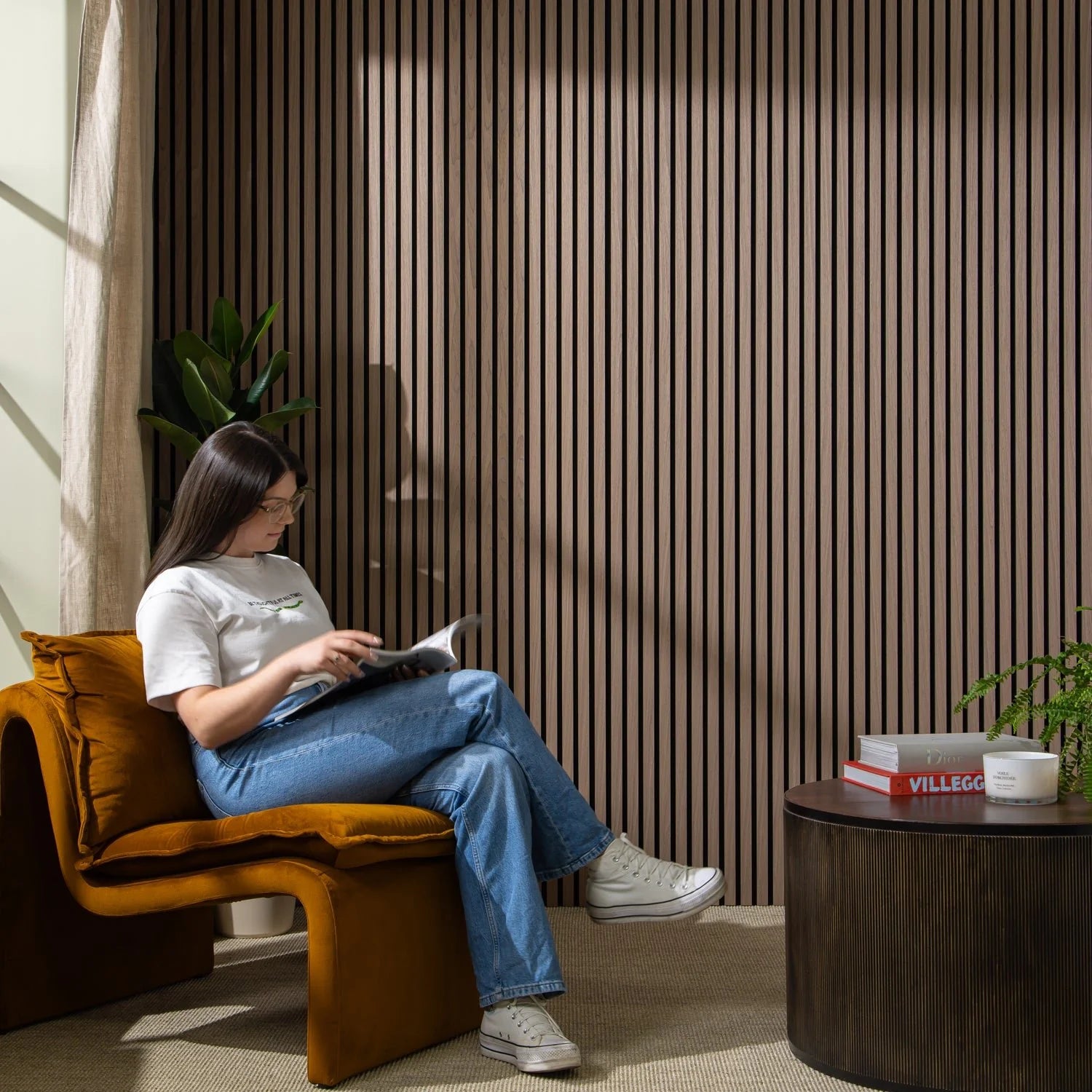 Walnut Slatted Wall Panel