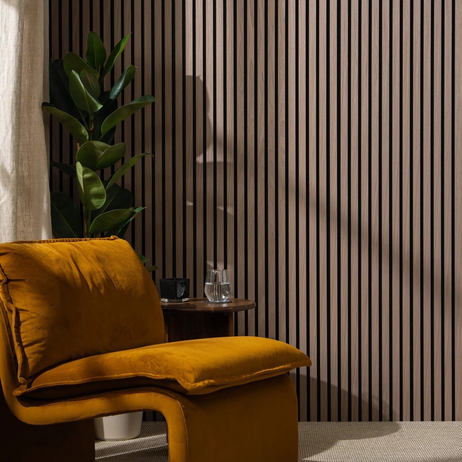 Walnut Slatted Wall Panel