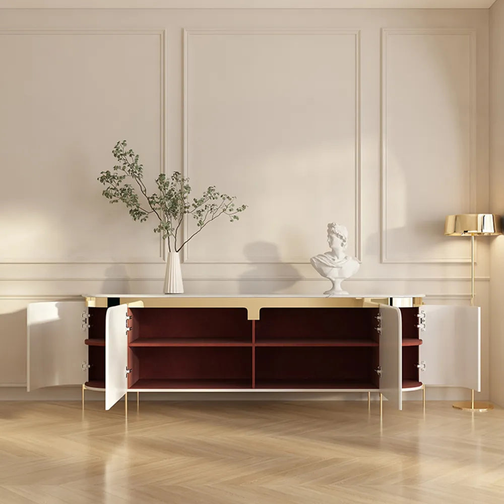 Milkyer TV Stand with Artificial Marble Top