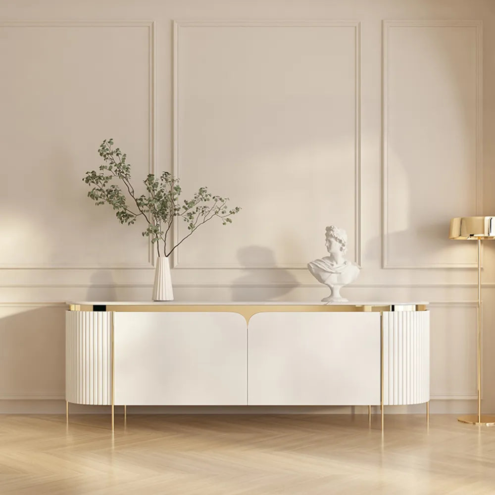 Milkyer TV Stand with Artificial Marble Top