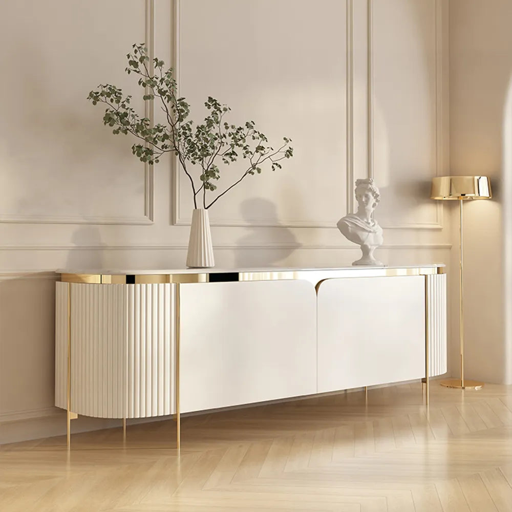 Milkyer TV Stand with Artificial Marble Top