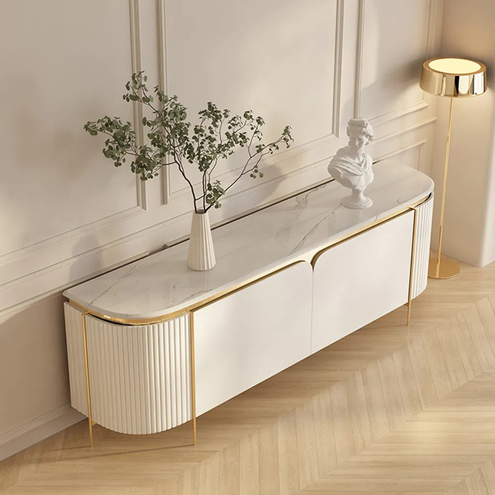 Milkyer TV Stand with Artificial Marble Top