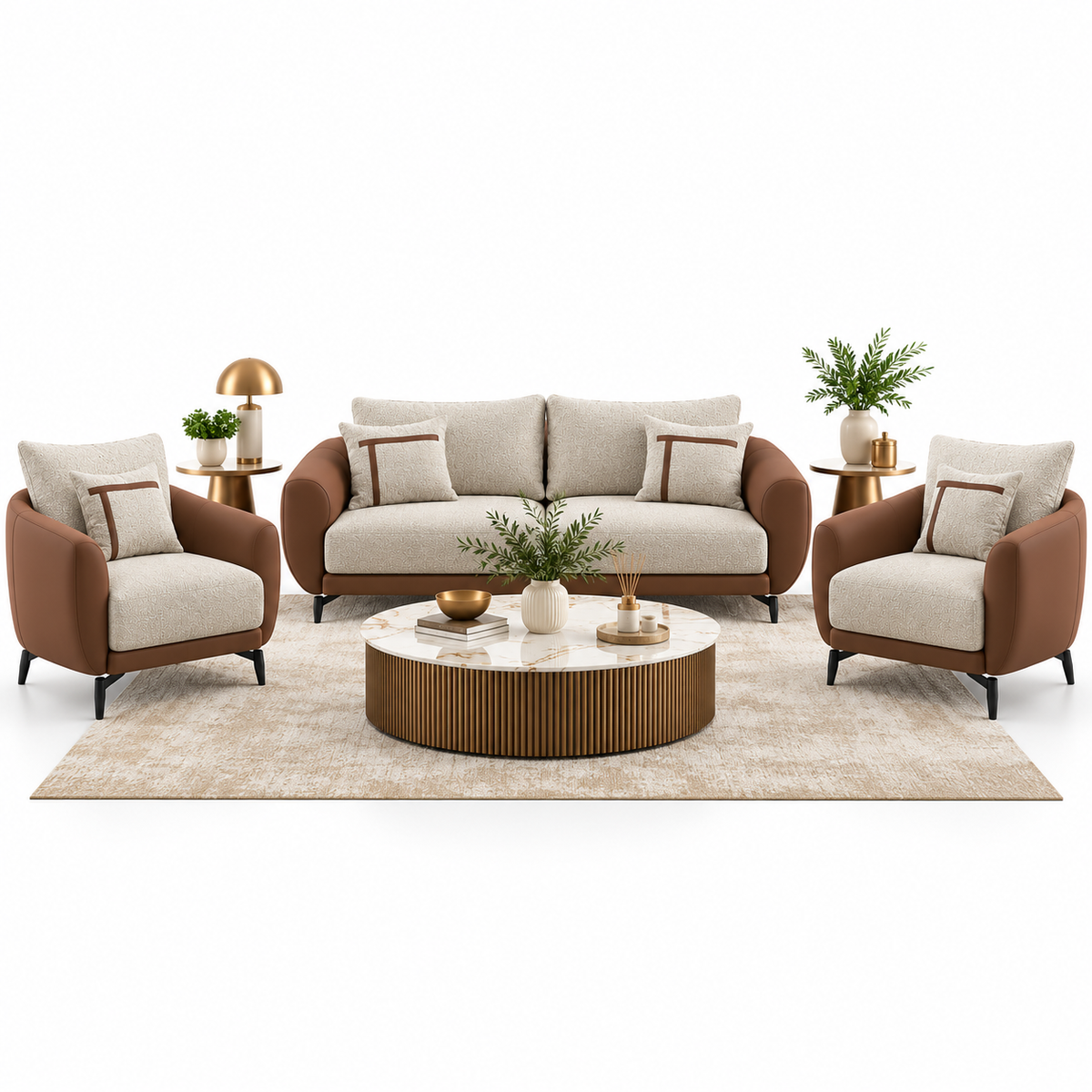 Modern Dual-Tone 5-Seater Sofa Set (3+1+1)